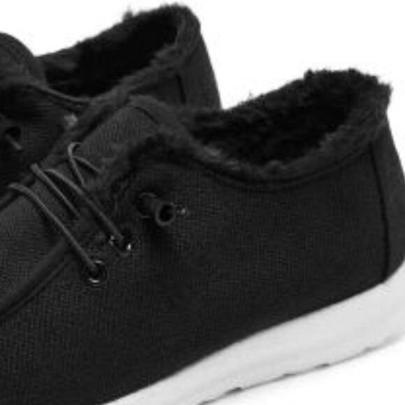 Tweed Faux Fur Lined Boat shoes Unisex Vegan NEW Sz 10 / 8 - Picture 4 of 6